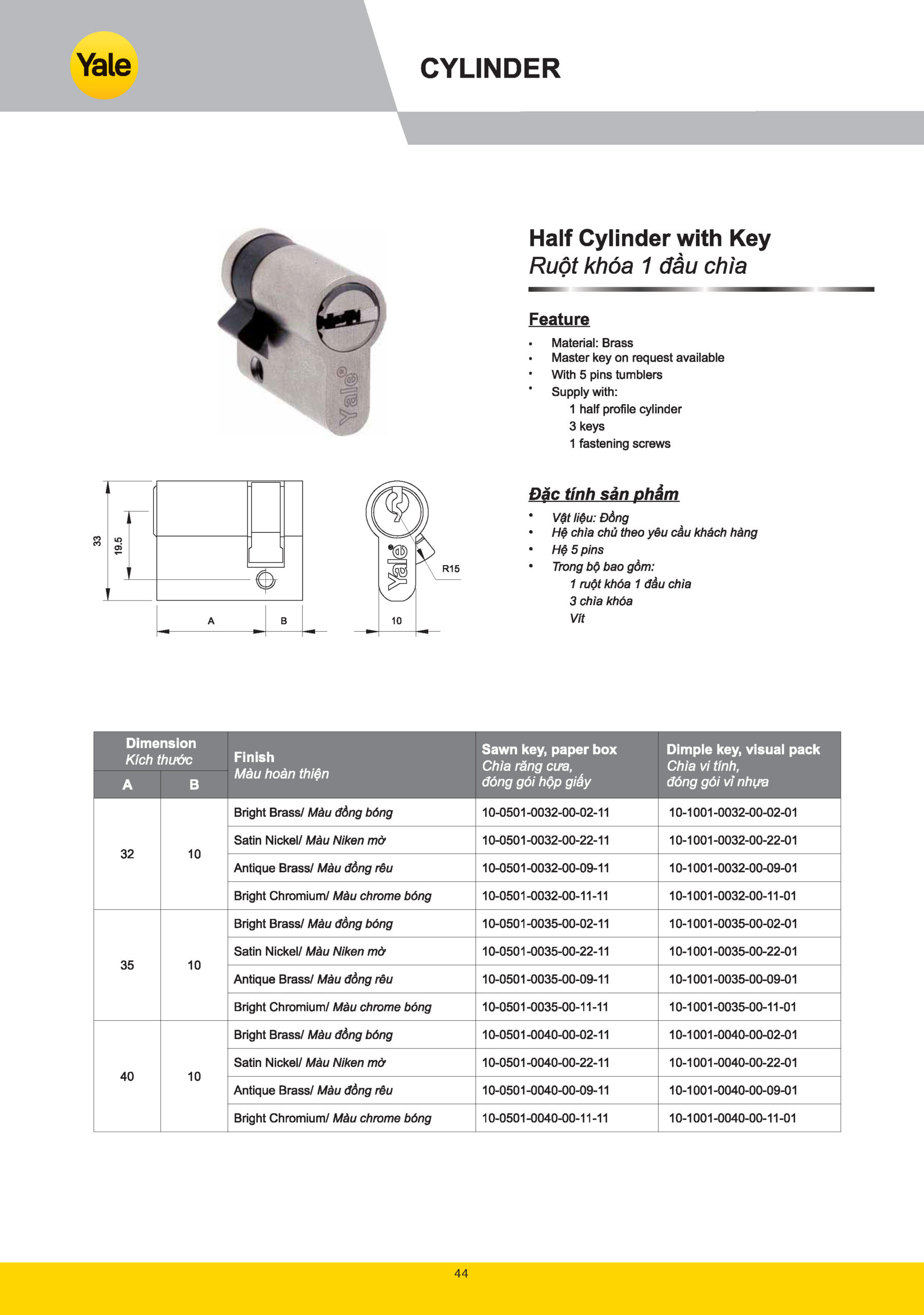 Ruột Khóa Cửa Yale catalogue yale 2025 Page 042 scaled