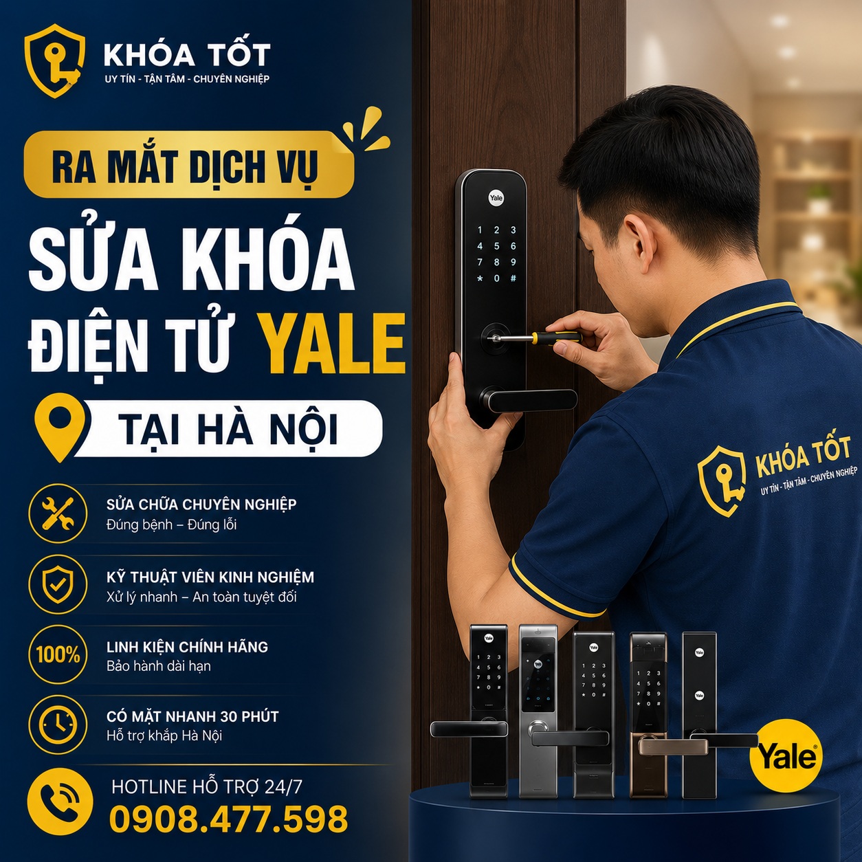 Khóa Tốt Ra Mắt Dịch Vụ Sửa Khóa Điện Tử Yale Tại Hà Nội