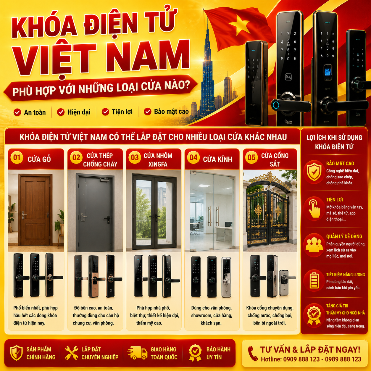 Khóa Điện Tử Việt Nam Chính Hãng khoa dien tu viet nam phu hop voi nhung loai cua nao