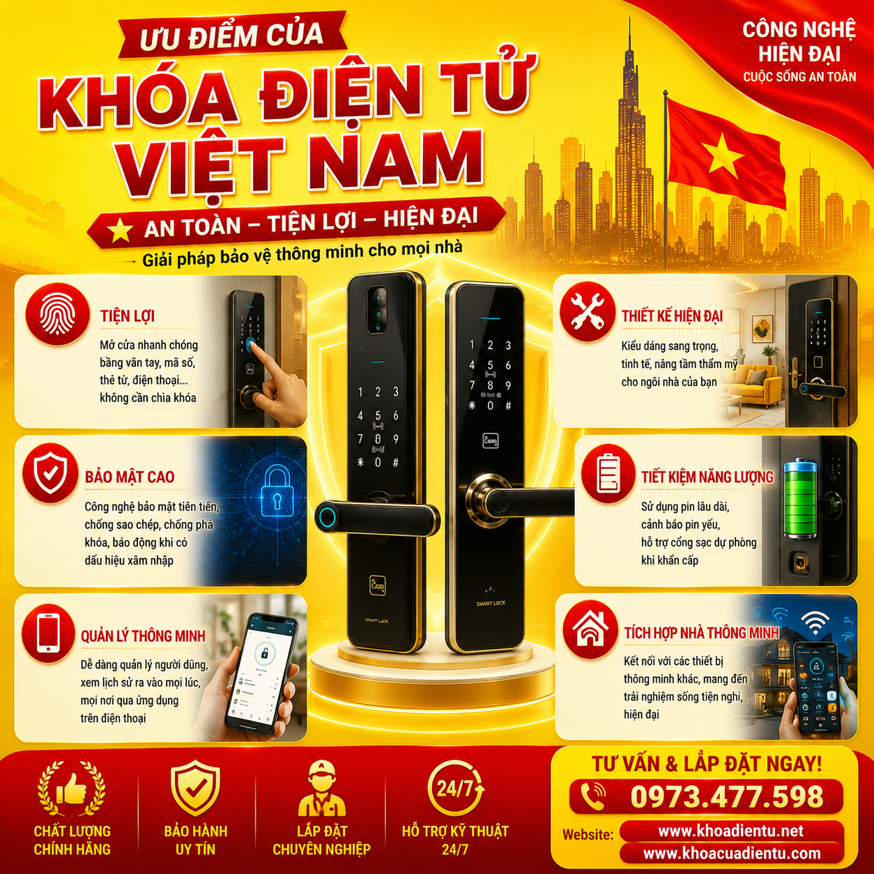 Khóa Điện Tử Việt Nam Chính Hãng uu diem cua khoa dien tu viet nam