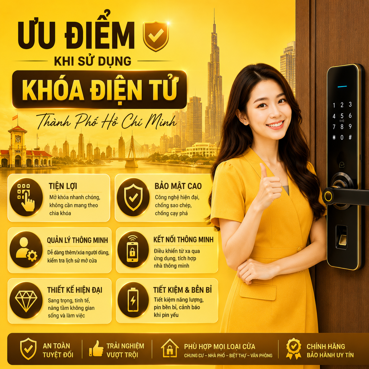 Khóa Điện Tử HCM uu diem khi su dung khoa dien tu thanh pho ho chi minh