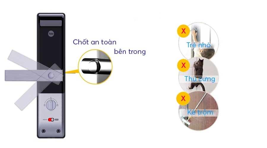 Khóa Vân Tay Yale YDM 3109AF SIL YDM3109AF CG Tien ich nut an toan phia trong nha
