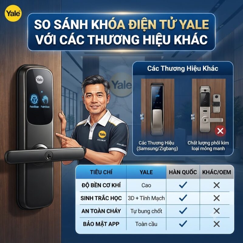 So Sánh Khóa Điện Tử Yale Với Các Thương Hiệu Khác So Sánh Khóa Điện Tử Yale Với Các Thương Hiệu Khác